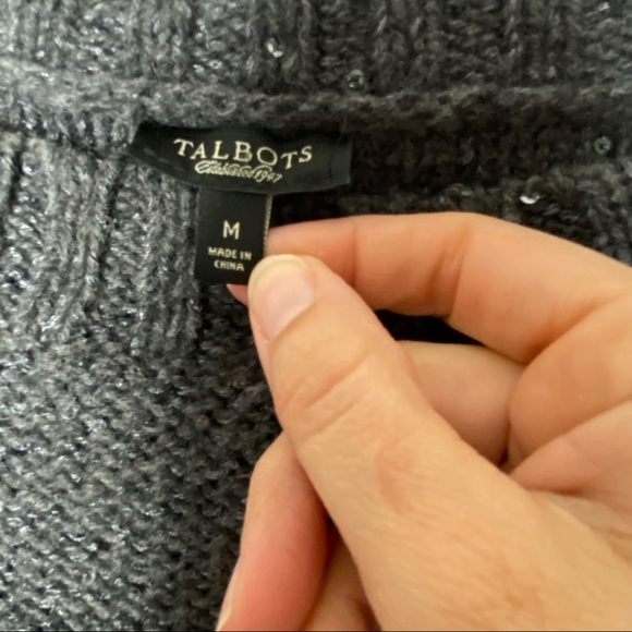 Talbots Gray Wool Blend Sequin Sweater Size Medium - Picture 3 of 5